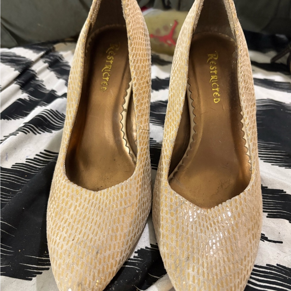 Restricted Beige Textured Heels